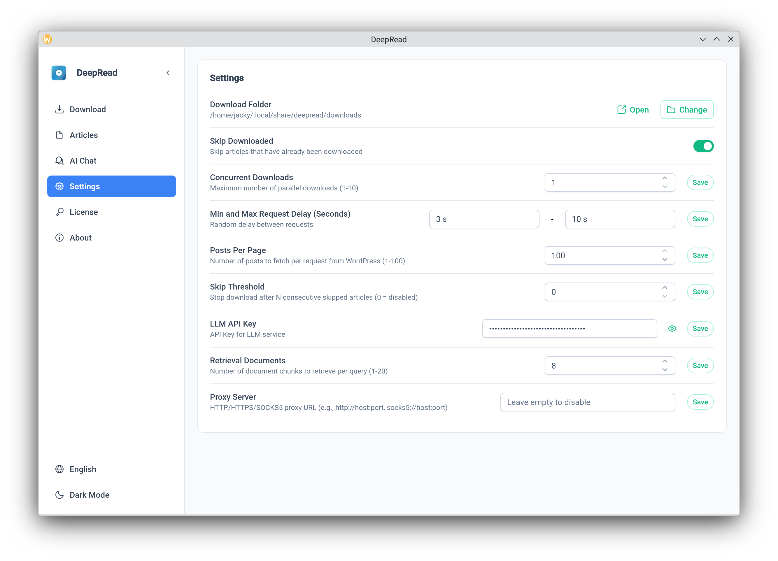 System Settings Interface
